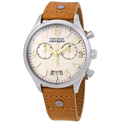 Movado Unisex Strap Watch - Heritage Calendoplan Chronograph Beige Dial | 3650027 ,