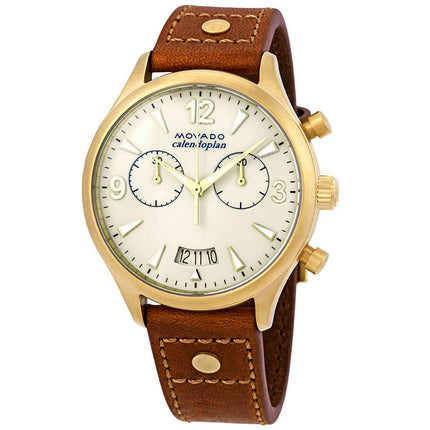 Movado Unisex Strap Watch - Heritage Calendoplan Chronograph Brown Leather | 3650025 ,