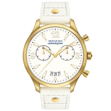 Movado Unisex Strap Watch - Heritage Calendoplan Chronograph White Dial | 3650026 ,