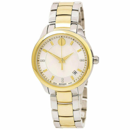 Movado Women's Diamond Watch - Bellina Quartz MOP White Dial TT Bracelet | 0606979 ,
