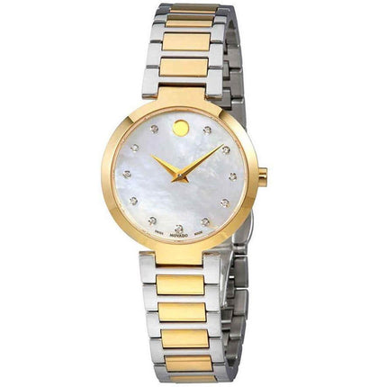 Movado Women's Diamond Watch - Modern Classic MOP Dial Two Tone Bracelet | 0607103 ,