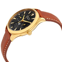 Movado Women's Moonphase Watch - Heritage Navy Yellow Gold Case Brown Strap | 3650010 ,