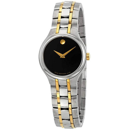 Movado Women's Quartz Watch - Black Dial Two Tone Stainless Steel Bracelet | 0606959 ,