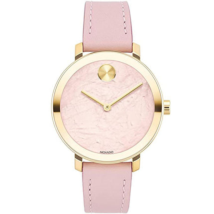 Movado Women's Quartz Watch - Bold Evolution Rose Dial Pink Leather Strap | 3600701 ,