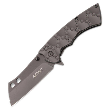 MTech USA Folding Knife - Gray Cleaver Blade Tactical Spring Assisted | MT-A1053GY ,