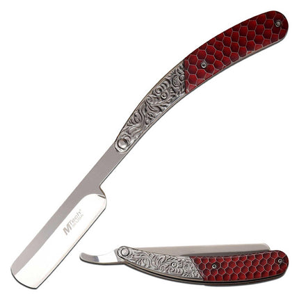 MTech USA Folding Razor Knife - Satin Finish Steel Blade Red C-Tek Handle | MT-1075RD ,