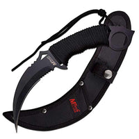 MTech USA Knife - Black Fixed Partially Serrated Steel Karambit Blade | MT-20-76BK ,