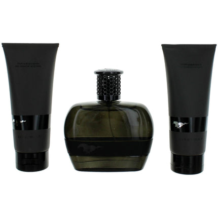 Mustang Men's Gift Set - Black EDP, Hair and Body Wash, After-Shave Balm, 3 Piece ,