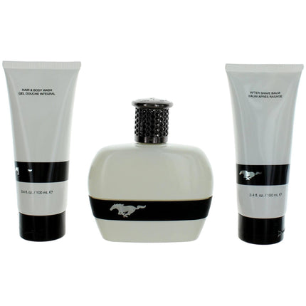 Mustang Men's Gift Set - White EDT, After Shave Balm, Hair and Body Wash, 3 Piece ,