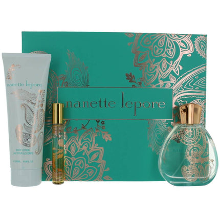 Nanette Lepore Women's Gift Set - Eau De Parfum, Purse Spray and Body Lotion, 3 Piece ,