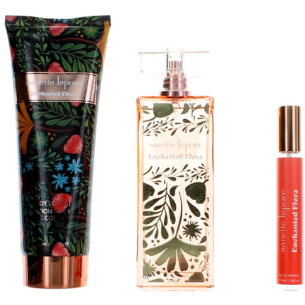 Nanette Lepore Women's Gift Set - Enchanted Flora EDP Spray and Body Lotion, 3 Piece ,