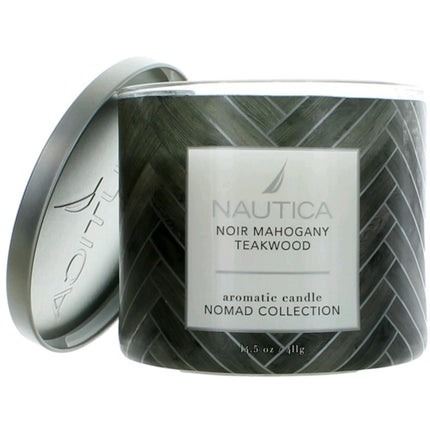 Nautica 3 Wick Candle - Soy Wax Blend Aromatic, Noir Mahogany Teakwood, 14.5 oz ,