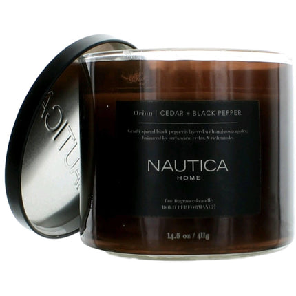 Nautica 3 Wick Candle - Soy Wax Blend Fragranced, Orion Cedar and Black Pepper, 14.5oz ,