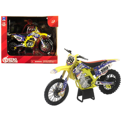 New Ray 1/12 Diecast Motorcycle - Suzuki RMZ450 Nitro Circus #199 Yellow/Blue ,