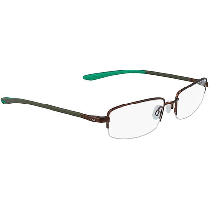 Nike Men's Eyeglasses - Brushed Walnut Lucid Green Half-Rim Frame | NIKE 4302 215 ,