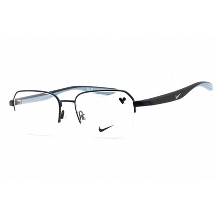 Nike Men's Eyeglasses - Half Rim Rectangular Satin Navy Metal Frame | NIKE 8152 410 ,