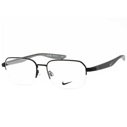 Nike Men's Eyeglasses - Satin Black Semi Rimless Rectangular Frame | NIKE 8152 002 ,