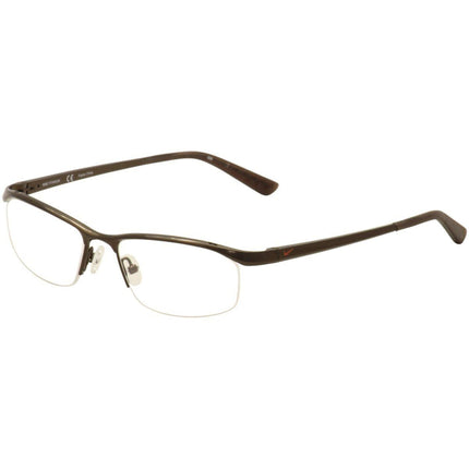 Nike Men's Eyeglasses - Satin Brown Rectangular Half-Rim Metal Frame | NIKE 6037 259 ,