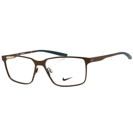 Nike Unisex Eyeglasses - Clear Demo Lens Satin Walnut/Midnight Turq | NIKE 8048 212 ,