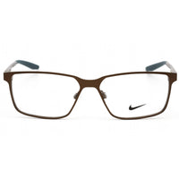 Nike Unisex Eyeglasses - Clear Demo Lens Satin Walnut/Midnight Turq | NIKE 8048 212 ,