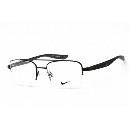 Nike Unisex Eyeglasses - Half Rim Satin Black Metal Rectangular Frame | NIKE 8151 001 ,