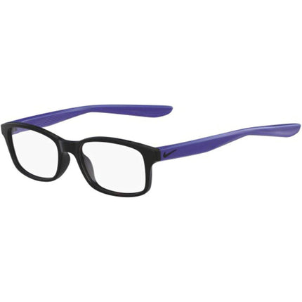 Nike Unisex Eyeglasses - Shiny Black Purple Rectangular Full-Rim Frame | NIKE 5005 3 ,