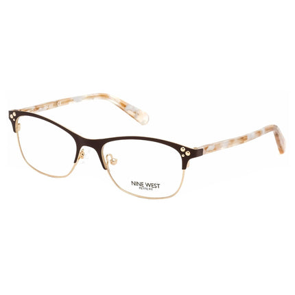 Nine West Women's Eyeglasses - Brown Rectangular Metal Full-Rim Frame | NW1082 210 ,