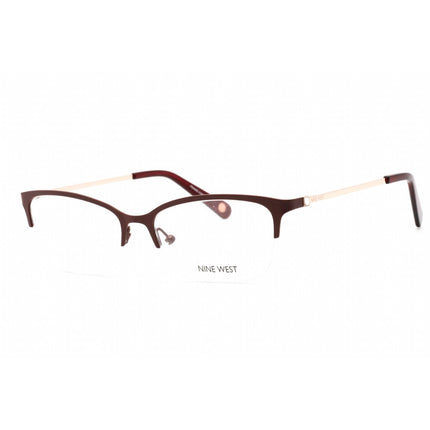 Nine West Women's Eyeglasses - Half Rim Burgundy Metal Rectangular Frame | NW1090 650 ,