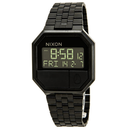 Nixon A158001 Men's The Re-Run Black Digital Dial Black IP Steel Alarm Watch ,