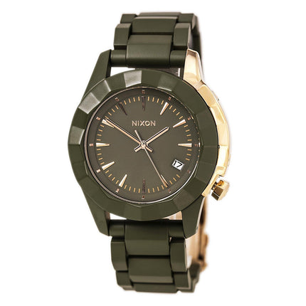 Nixon A2881419 Women's The Monarch Olive Green Acetate Bracelet Olive Green Dial Date Watch ,