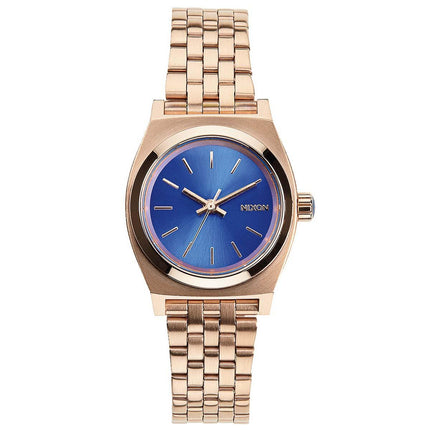 Nixon A3991748 Women's Small Time Teller Blue Dial Rose Gold Plated Steel Bracelet Watch ,