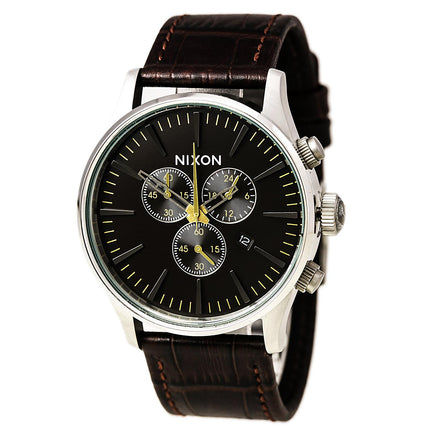 Nixon A4051887 Men's Sentry Chrono Brown Dial Brown Leather Strap Watch ,