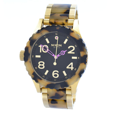 Nixon A4102584 Men's 38-20 Black Face Cream Tortoise Bracelet Watch ,