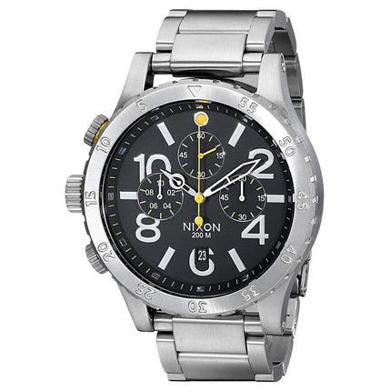 Nixon A486000 Men's 48-20 Chrono Black Dial Steel Bracelet Lefty Dive Watch ,