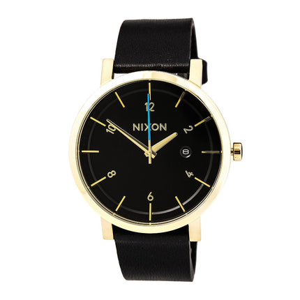 Nixon A945513 Men's Rollo Black Dial Black Leather Strap Watch ,