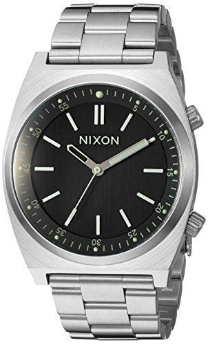 Nixon Men's Bracelet Watch - Brigade Black Rotating Dial Silver Tone | A11762474 ,