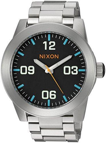 Nixon Men's Bracelet Watch - Corporal SS Quartz Black Dial Silver Tone | A3462336 ,