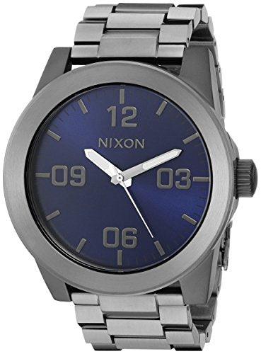 Nixon Men's Bracelet Watch - Corporal SS Quartz Blue Dial Grey Steel | A3462065 ,