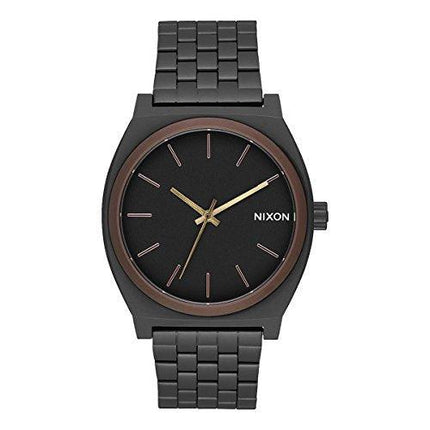 Nixon Men's Bracelet Watch - Time Teller Quartz Black Dial Gunmetal Steel | A0452786 ,