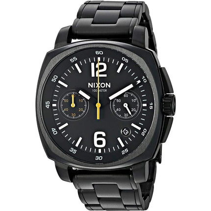 Nixon Men's Chronograph Watch - Charger Black Dial Stainless Steel Bracelet | A1071001 ,