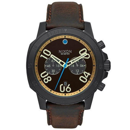 Nixon Men's Chronograph Watch - Ranger Chrono Leather Brown Strap | A9402209 ,