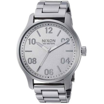Nixon Men's Japanese Quartz Watch - Patrol Silver Dial Steel Bracelet | A12423166 ,