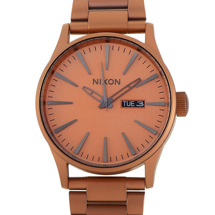 Nixon Men's Japanese Quartz Watch - Sentry Copper Dial Steel Bracelet | A3563165 ,