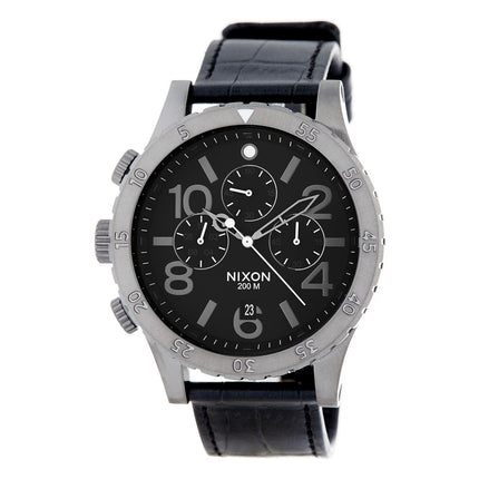 Nixon Men's Lefty Watch - 48-20 Chrono Leather Chronograph Black Strap | A3631886 ,