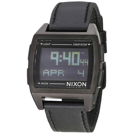 Nixon Men's Quartz Watch - Base Leather Digital Dial Black Strap | A1181001 ,