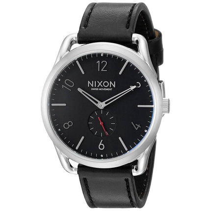 Nixon Men's Quartz Watch - C45 Black Dial Leather Strap | A465008 ,