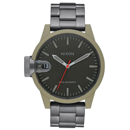 Nixon Men's Quartz Watch - Chronicle 44 Gunmetal Dial Bracelet | A4412220 ,