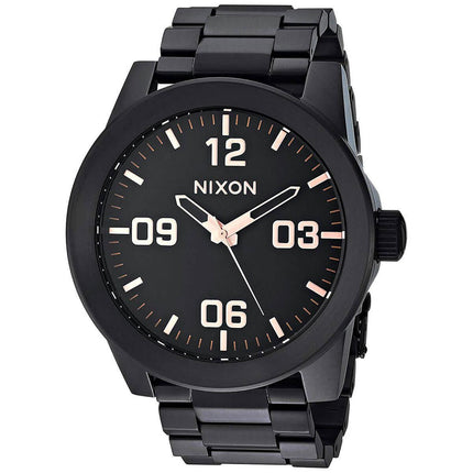 Nixon Men's Quartz Watch - Corporal SS Black Dial Black Bracelet | A346957 ,