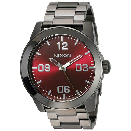 Nixon Men's Quartz Watch - Corporal SS Red Dial Stainless Steel Bracelet | A3462073 ,