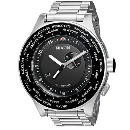 Nixon Men's Quartz Watch - Passport SS Black Dial Bracelet| A379000 ,